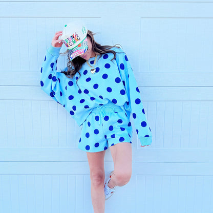 Pre - Order Blue Polka Dot Shorts