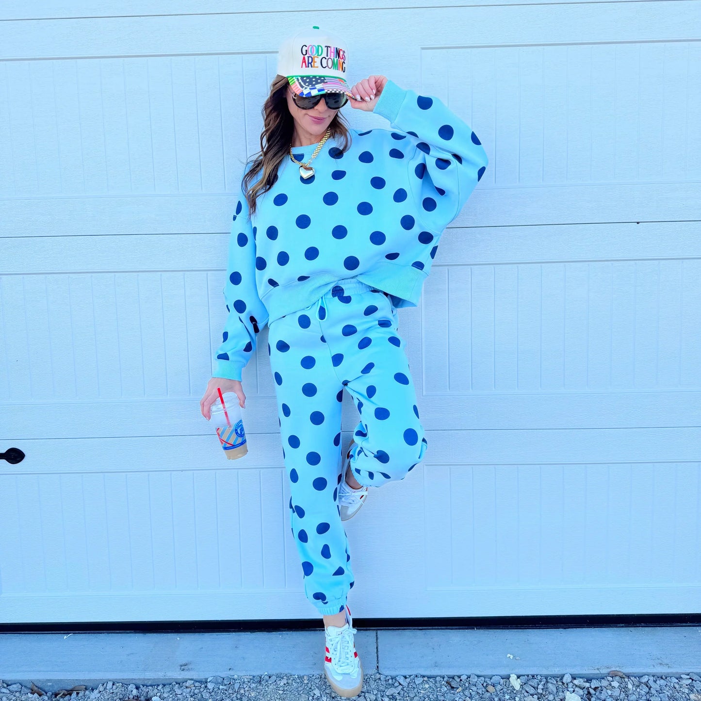 Pre Order - Blue Polka Dot Sweatshirt