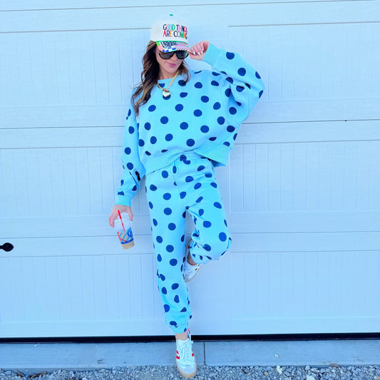 Pre Order - Blue Polka Dot Sweatshirt