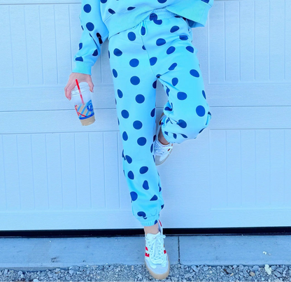 Pre Order - Blue Polka Dot Joggers