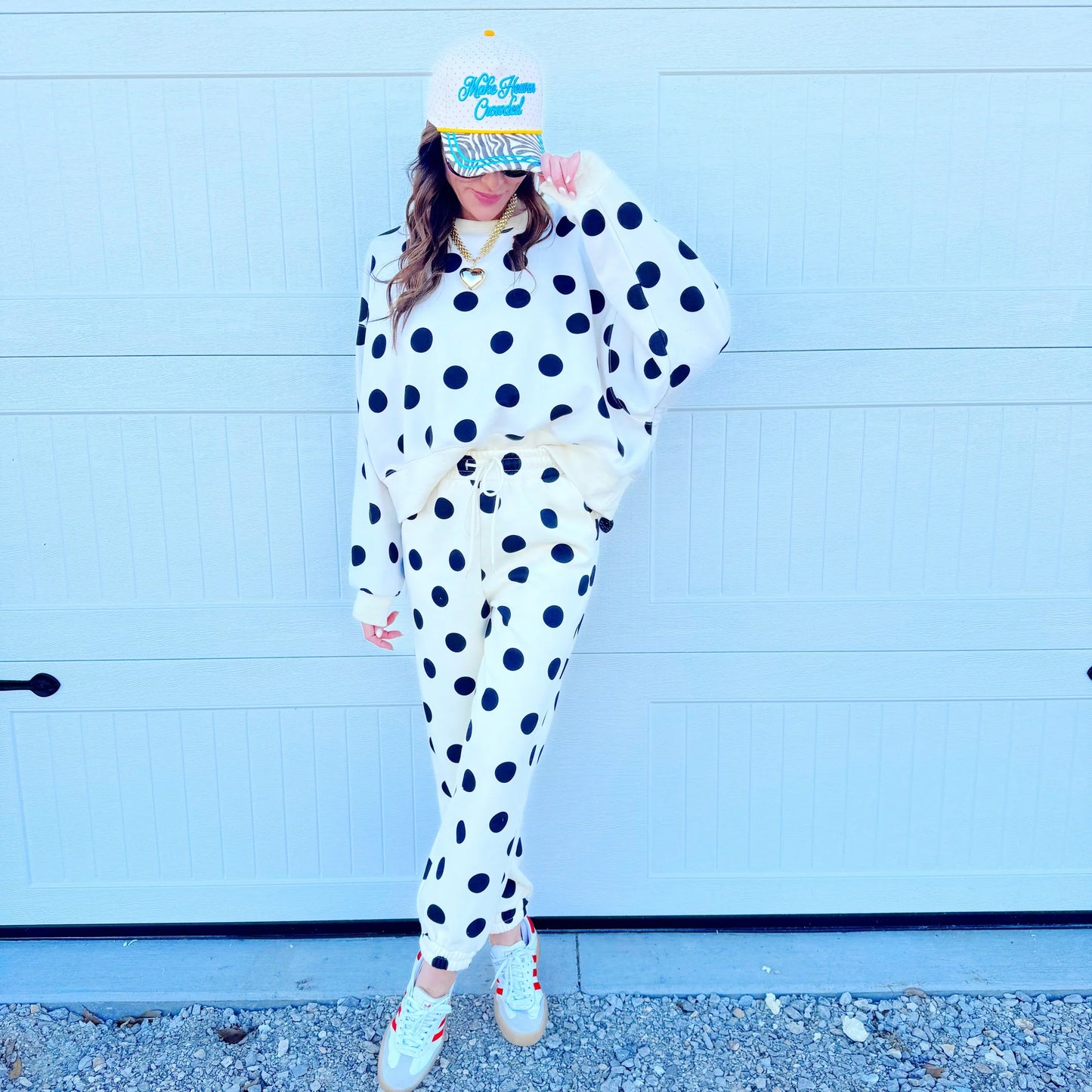 Pre Order - Cream Polka Dot Sweatshirt