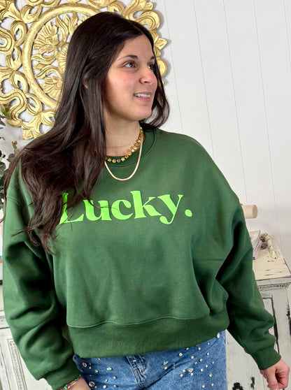 Lucky Puff Letter Sweatshirt