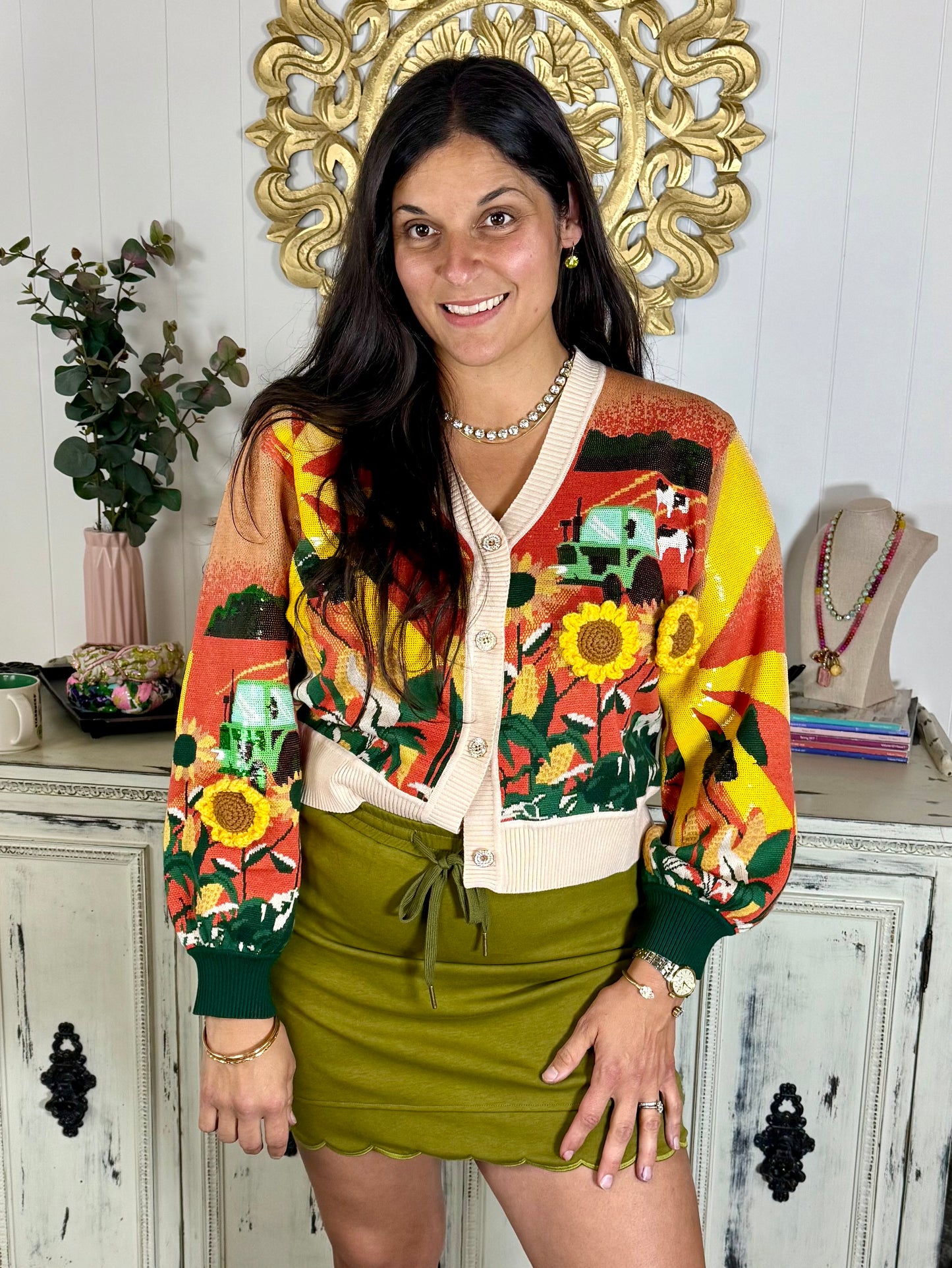 Queen of Sparkles Farm and Sunflowers Cardigan