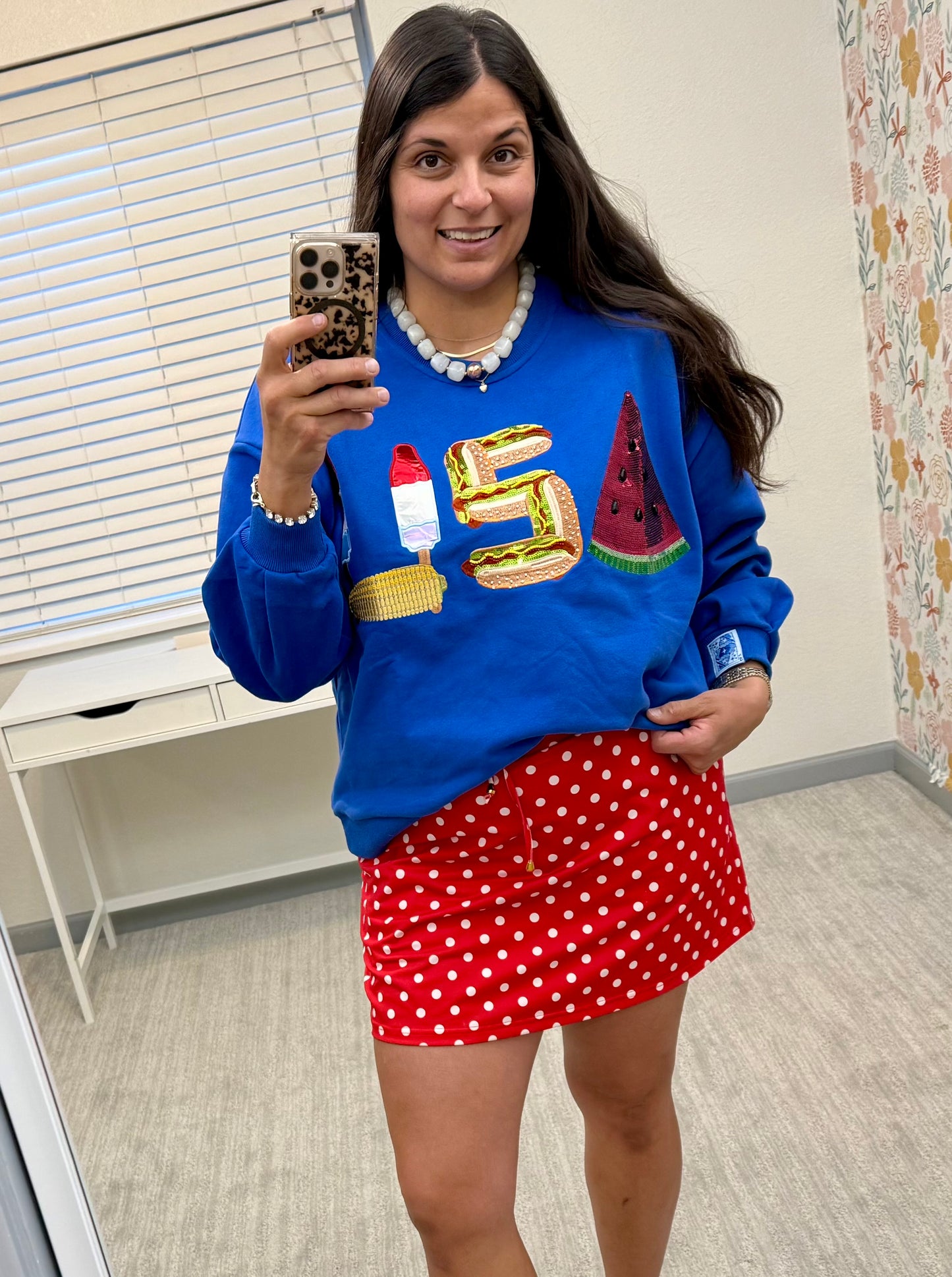 Queen of Sparkles Royal Blue 'Usa' Icon Mock Neck Sweatshirt