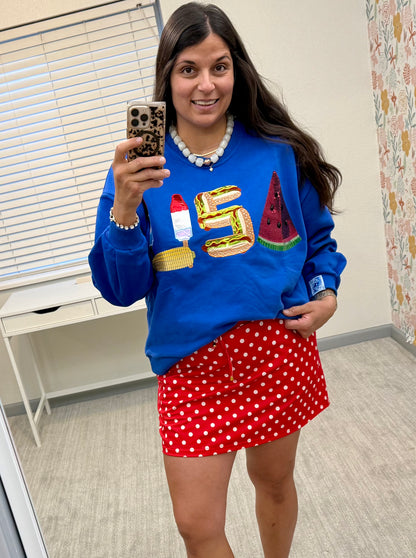 Queen of Sparkles Royal Blue 'Usa' Icon Mock Neck Sweatshirt
