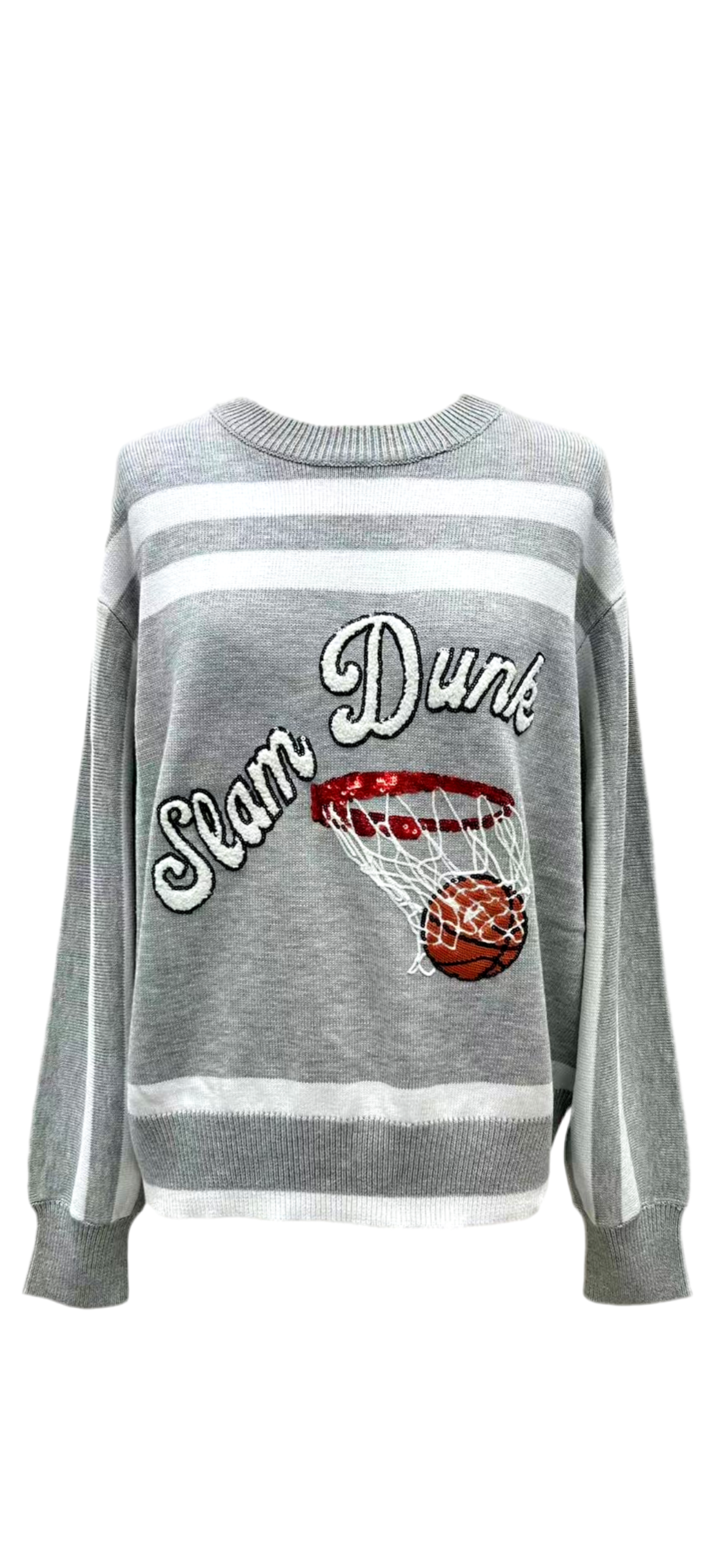 Queen of Sparkles Grey & White Slam Dunk Sweater