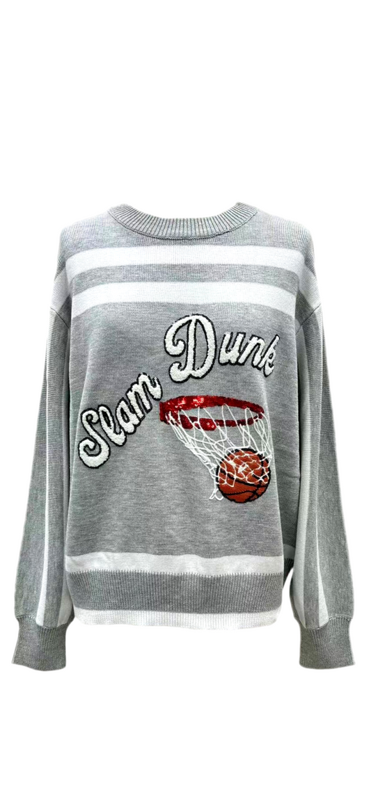 Queen of Sparkles Grey & White Slam Dunk Sweater