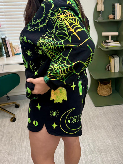 Queen of Sparkles Black & Green Halloween Icon Short
