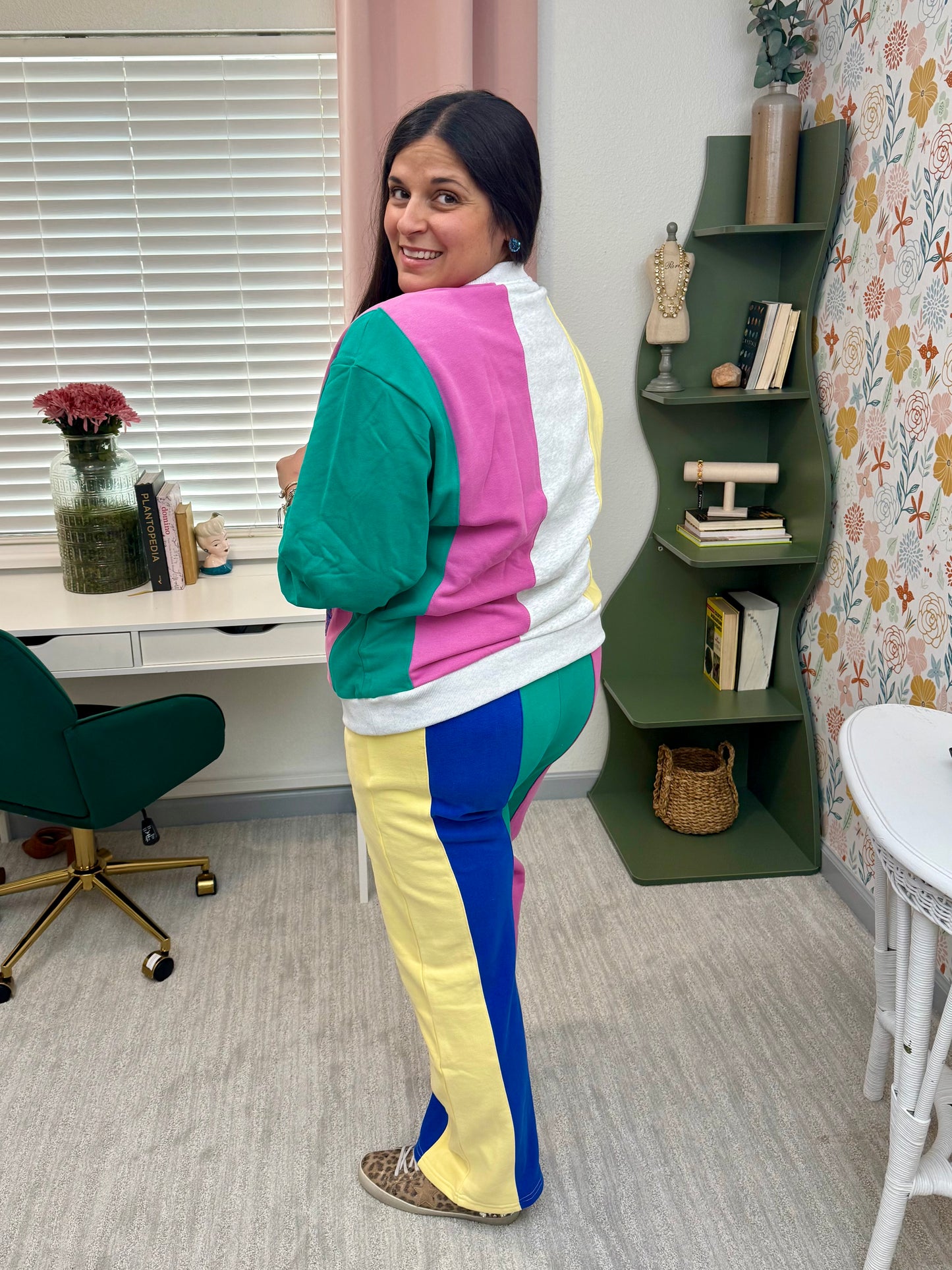 Queen of Sparkles Multi Colorblock Stripe Qos Sparkle Sweat Pant