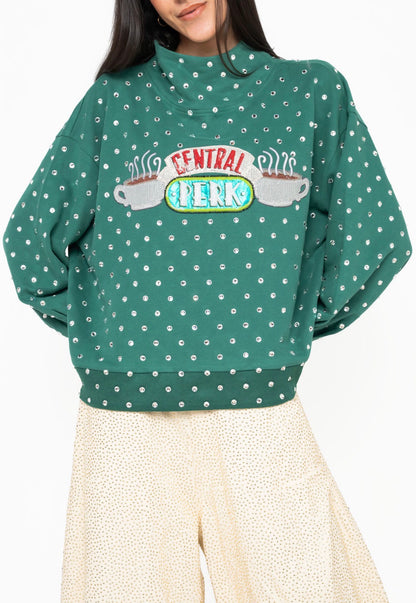 Queen of Sparkles Green Central Perk Coffee FRIENDS™ Mockneck Sweatshirt