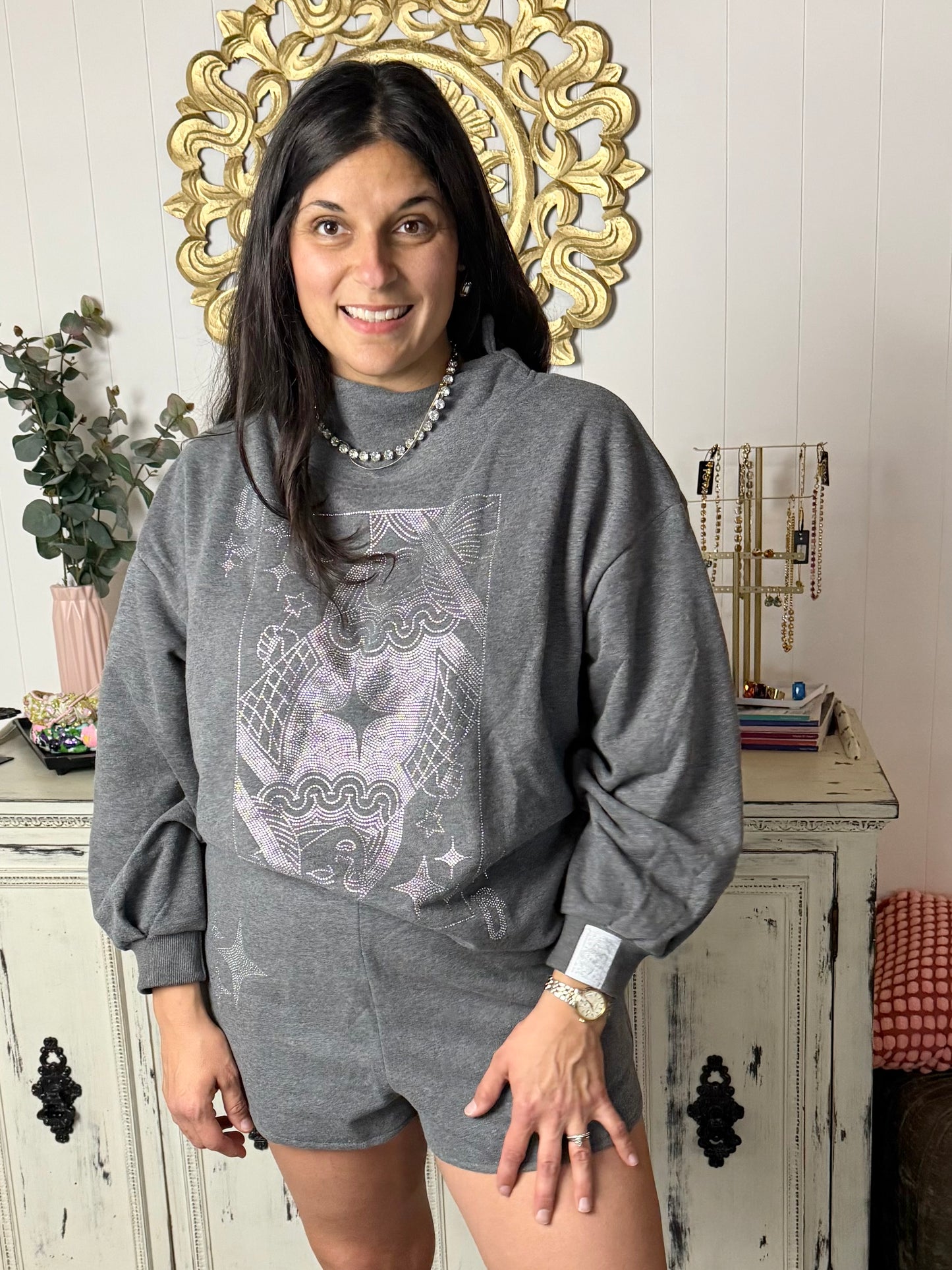 Queen of Sparkles Charcoal Queen Logo Sweatshirt
