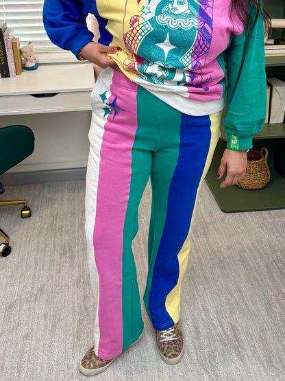Queen of Sparkles Multi Colorblock Stripe Qos Sparkle Sweat Pant
