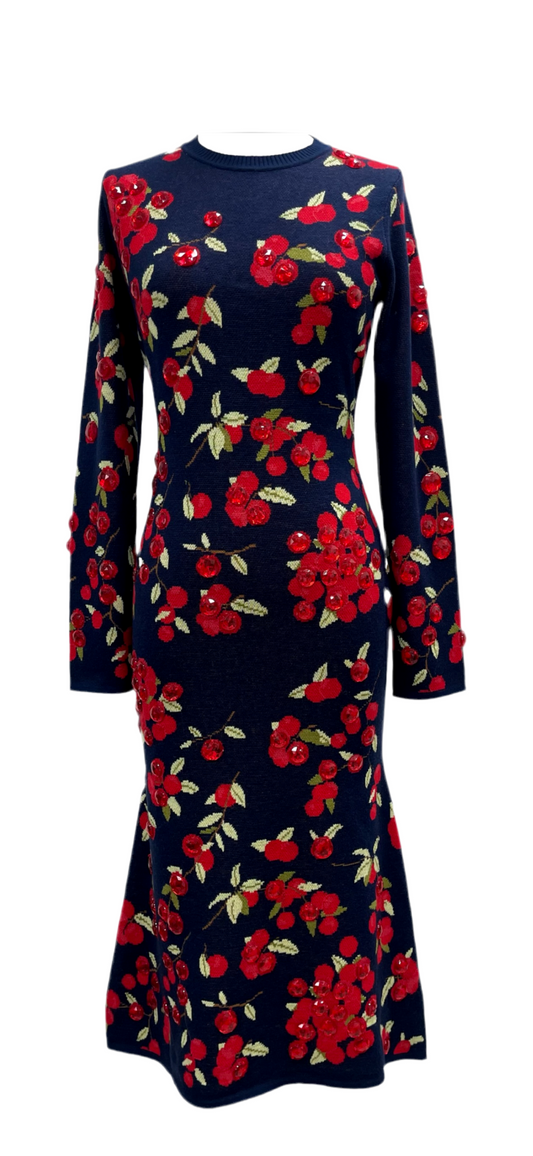 Queen of Sparkles Navy Cranberries Midi Dress