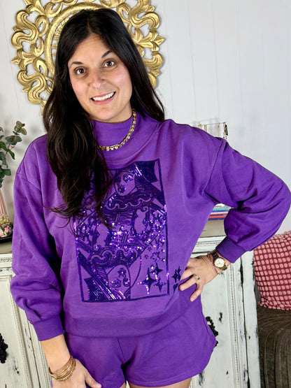 Queen of Sparkles Purple Queen Logo Sweatshirt