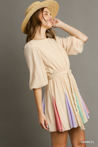 Oatmeal Flutter Hem Dress