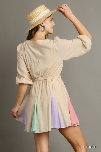 Oatmeal Flutter Hem Dress