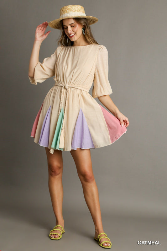 Oatmeal Flutter Hem Dress