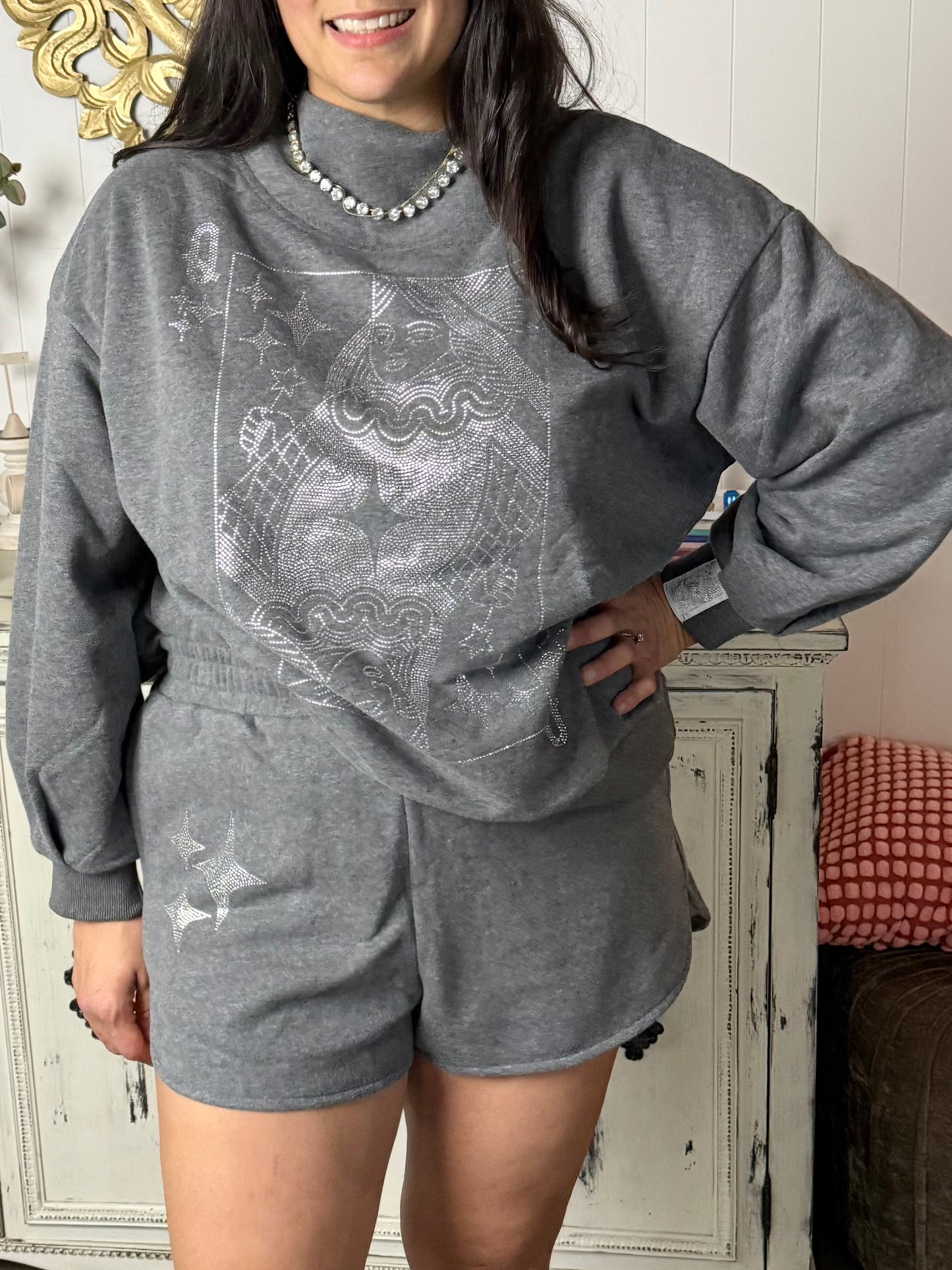 Queen of Sparkles Charcoal Queen Logo Sweatshirt