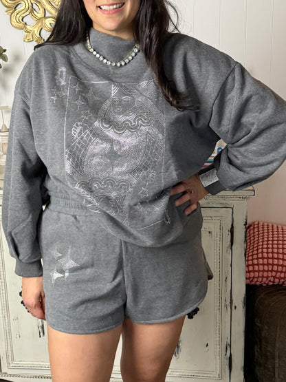 Queen of Sparkles Charcoal Queen Logo Sweatshirt
