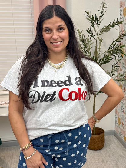 Queen of Sparkles Licensed Grey 'I Need A Diet Coke' Tee