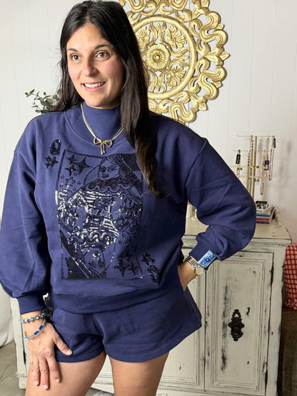 Queen of Sparkles Navy Queen Logo Sweatshirt