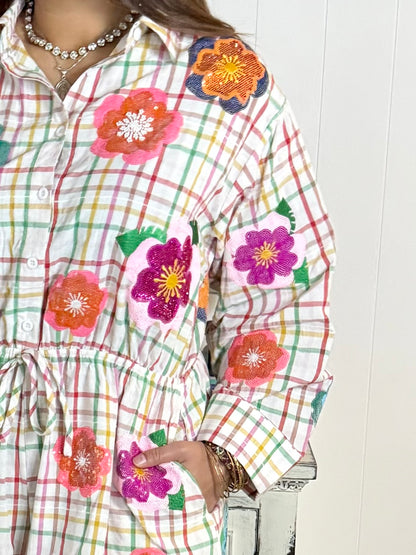 Queen of Sparkles Multi Float Flowers Romper