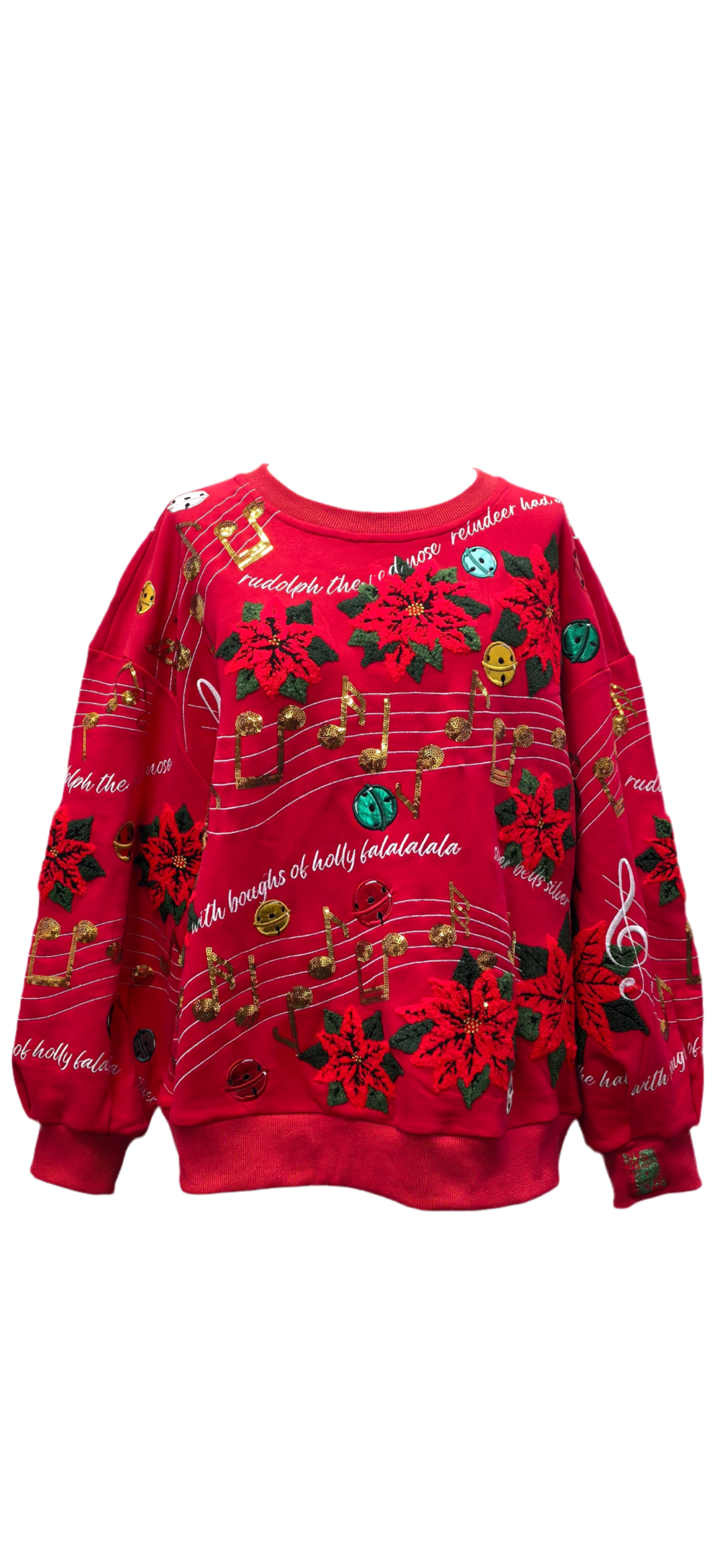 Queen of Sparkles Red Christmas Music Sweatshirt