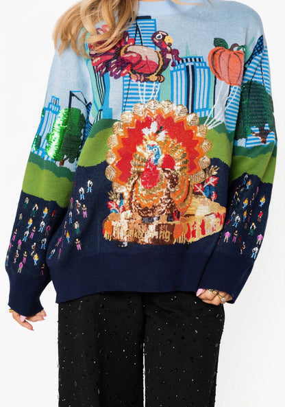 Queen of Sparkles Multi Thanksgiving Parade Sweater