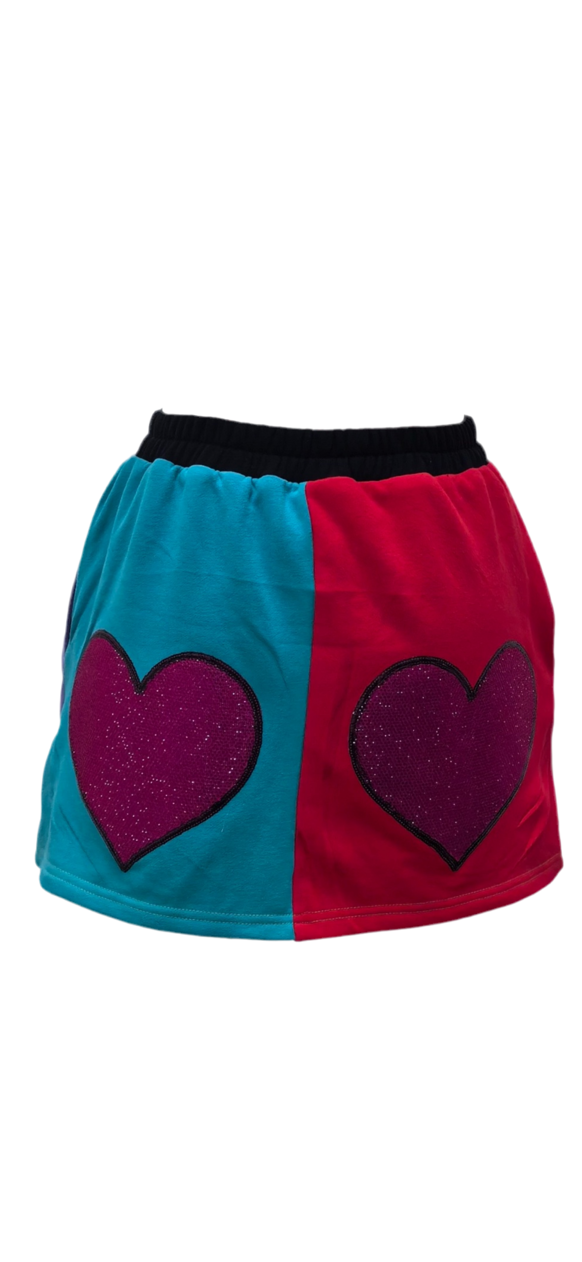 Queen of Sparkles Colorblock Rhinestone Heart Skort