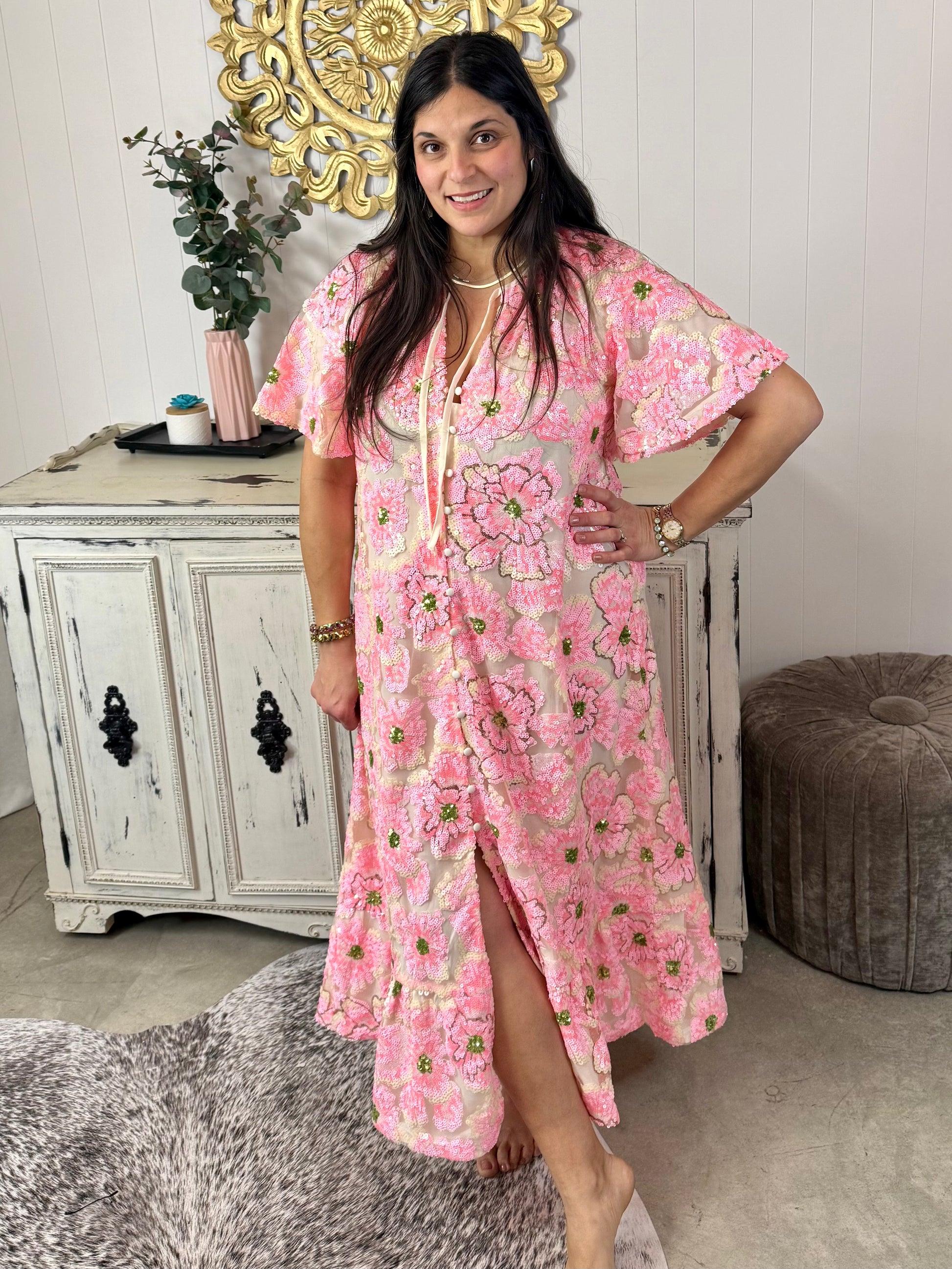 (BuddyLove) The Talulah Caftan Maxi Dress-Pink Small (BuddyLove) The Talulah Caftan Maxi Dress-Pink Small