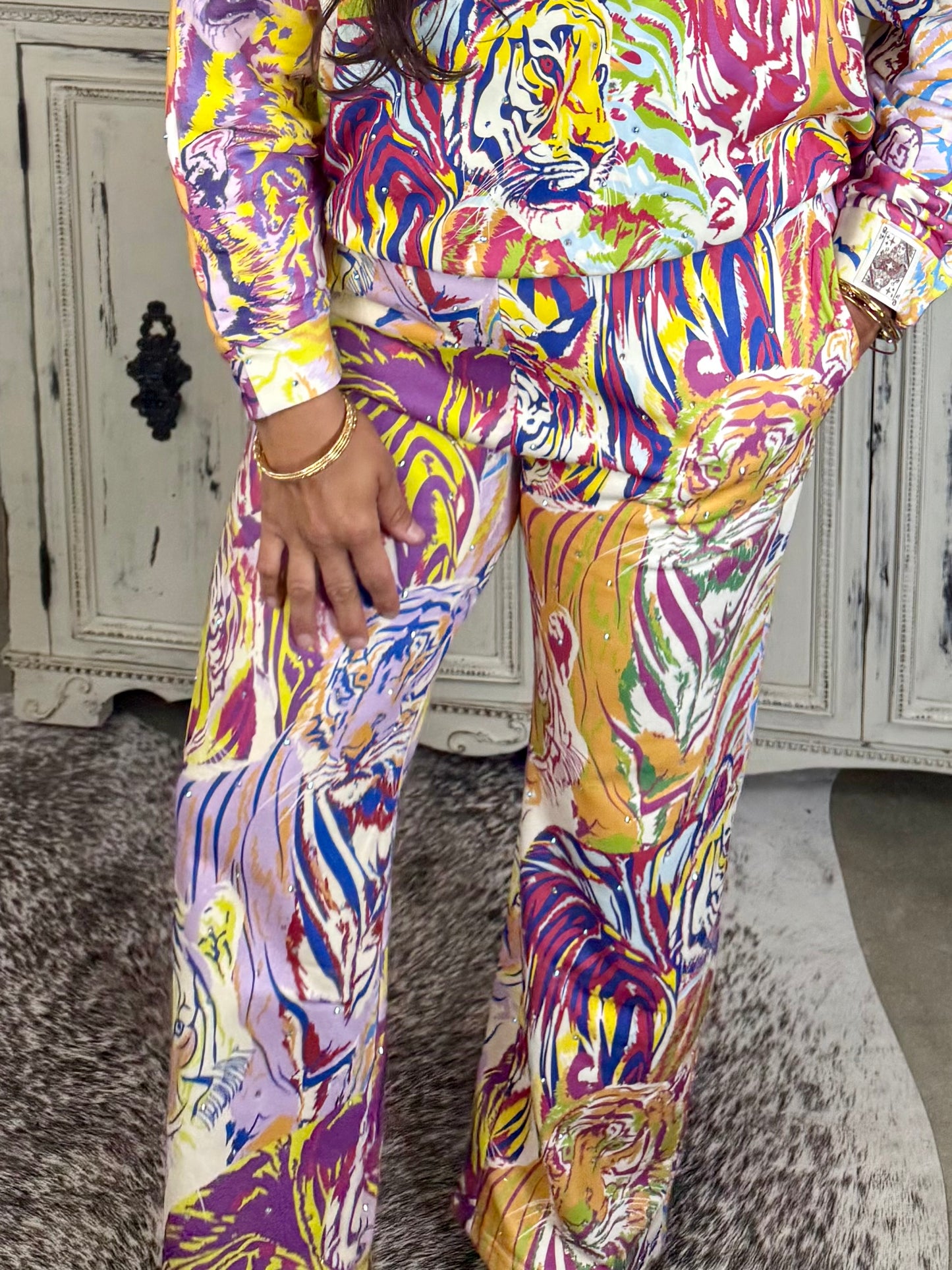 Queen of Sparkles Abstract Tiger Rhinestone Jogger