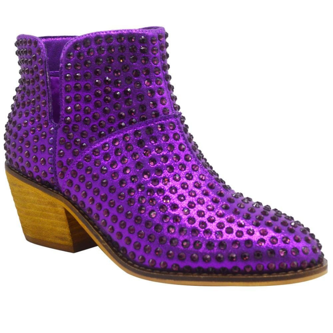 Purple Rhinestone Bootie