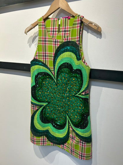 Queen of Sparkles Green Plaid Shamrock Dress