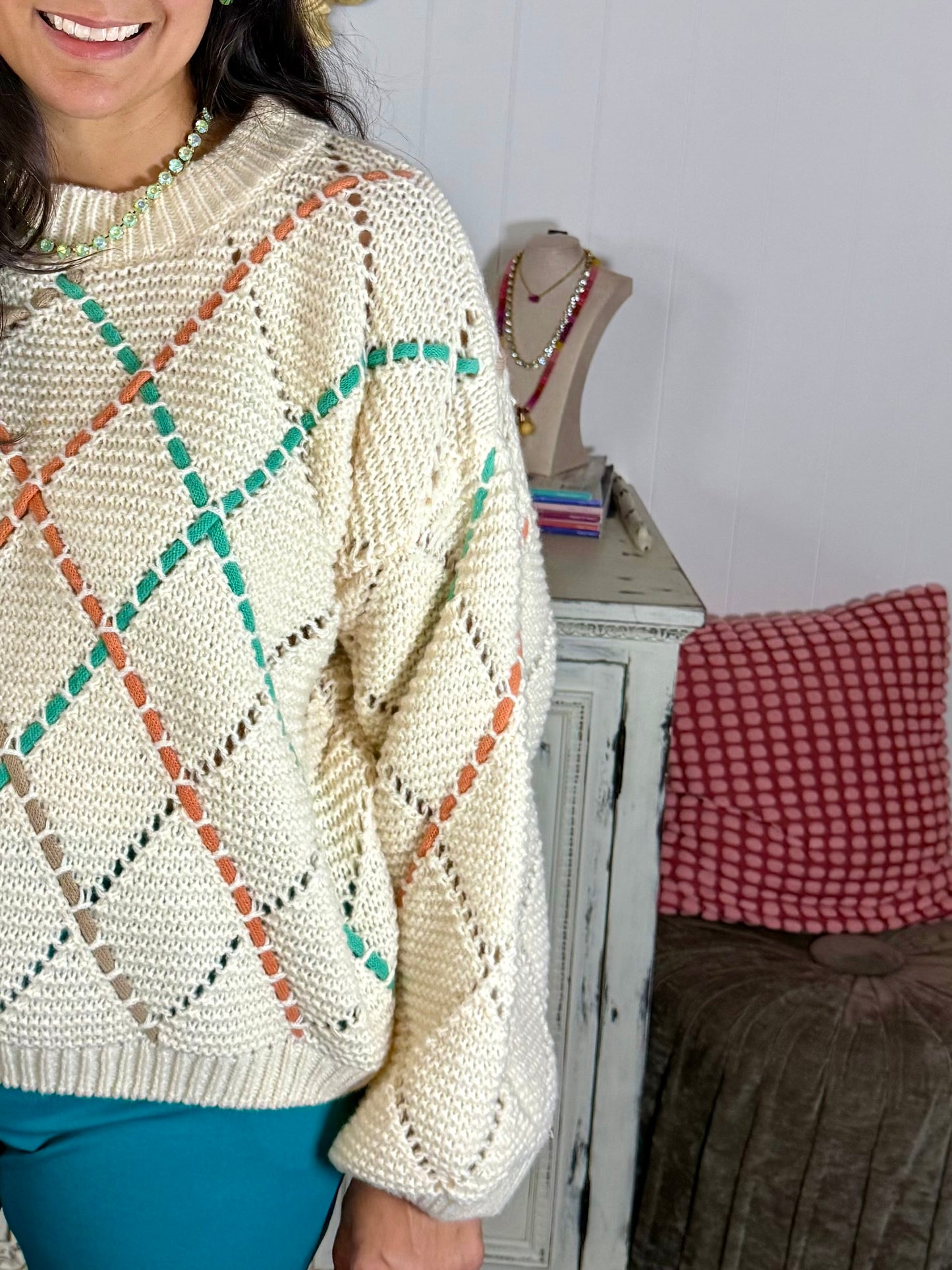 Lattice Cut Out Knit Sweater