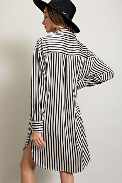 Black & White Striped Shirt Dress