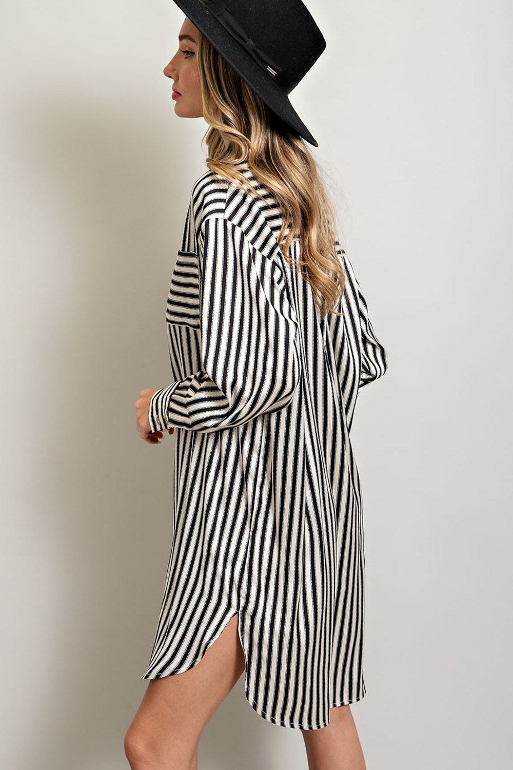 Black & White Striped Shirt Dress