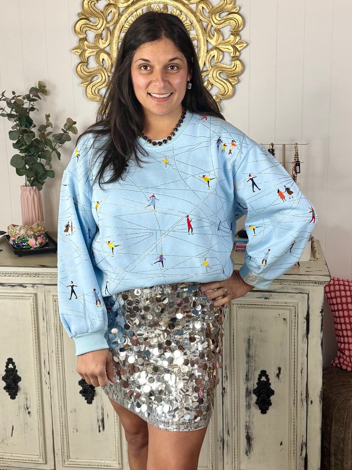 Queen of Sparkles Blue Ice Skating Sweatshirt