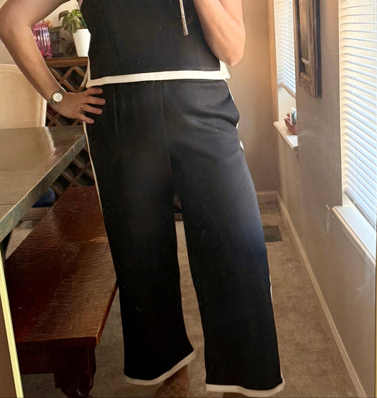 Solid Knit Black and White Pants