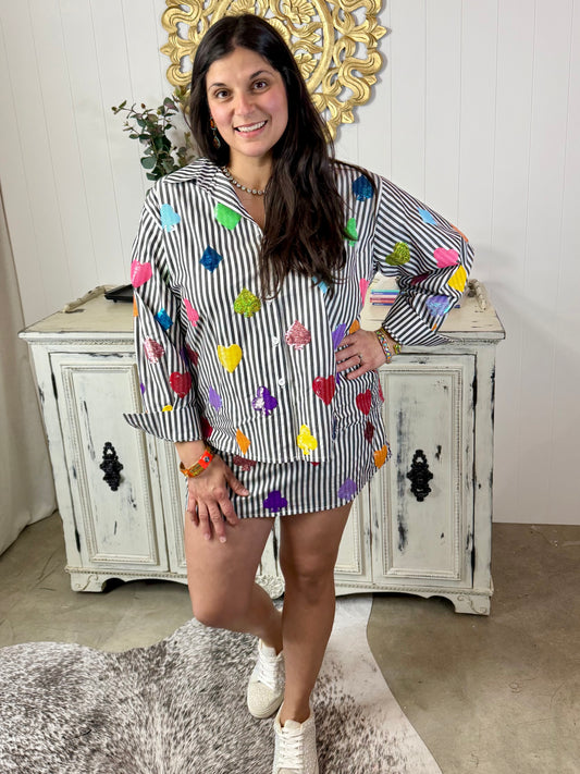 Queen of Sparkles X Denash Exclusive Button Down Suits Top