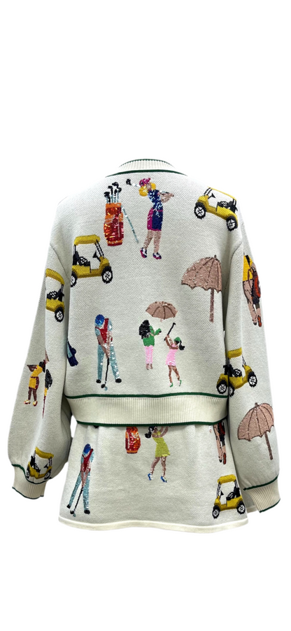 Queen of Sparkles White Golf Icon Cardigan