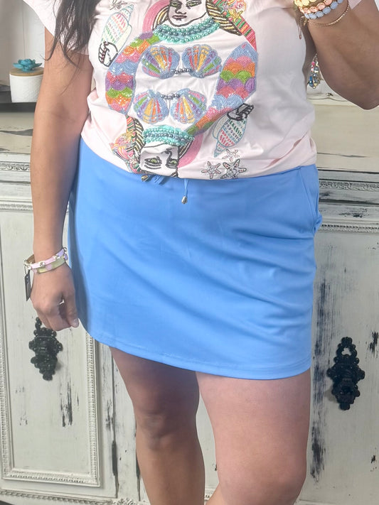 Dusty Blue Essential Skort