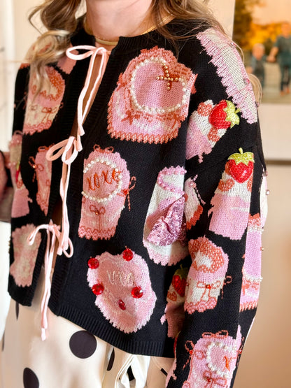 Queen of Sparkles Black Cake & Pastries Sweater