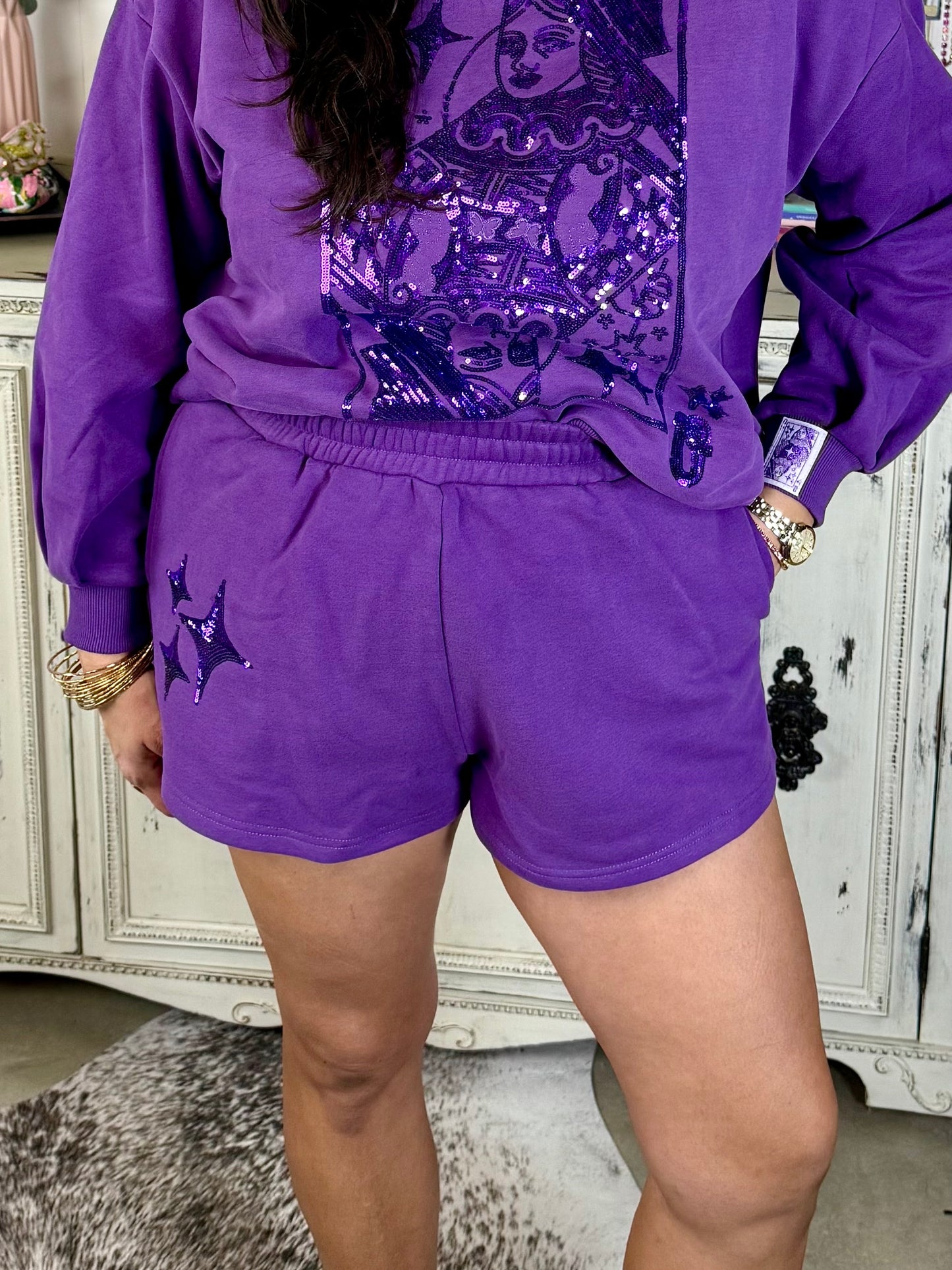 Queen of Sparkles Purple Queen Logo Short
