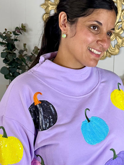 Queen of Sparkles Lavender Multi Pumpkin Sweatshirt