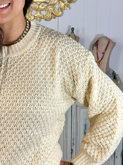 Waffle Weave Cream Sweater