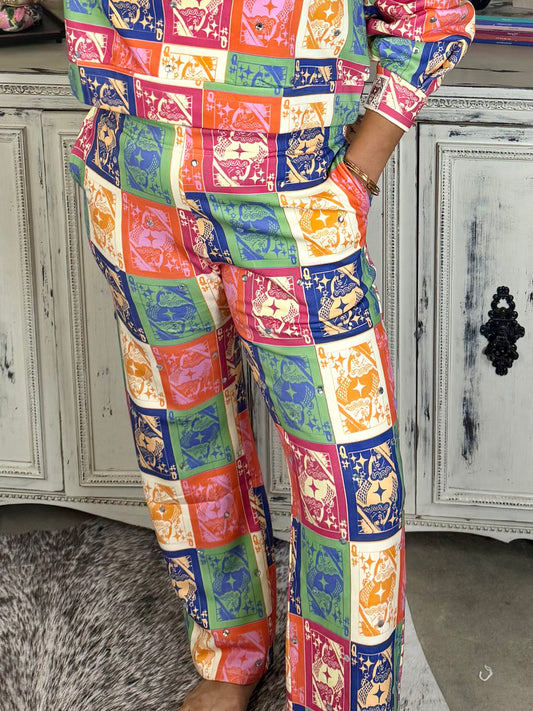 Queen of Sparkles Fall Colorblock Queen Logo Jogger
