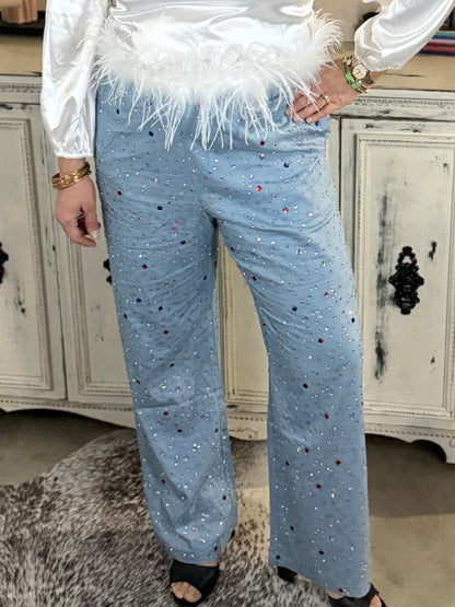 Queen of Sparkles Chambray Gemstone Pants