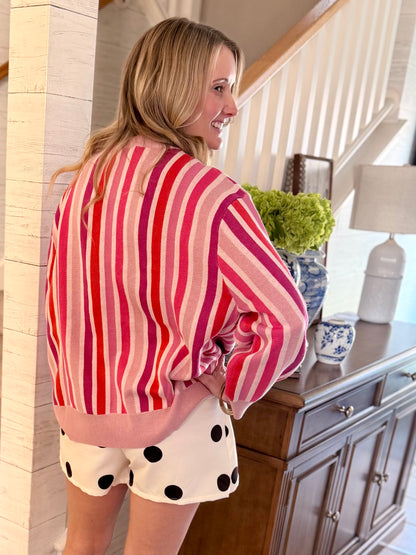 Queen of Sparkles Pink Striped XOXO Queen Sweater