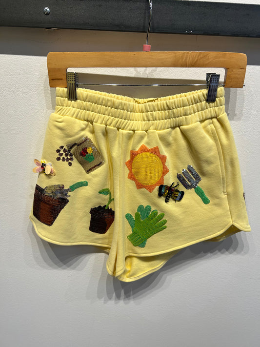 Queen of Sparkles Yellow Potted Plant Shorts