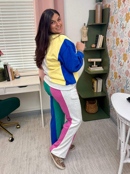 Queen of Sparkles Multi Colorblock Stripe Qos Sparkle Sweat Pant